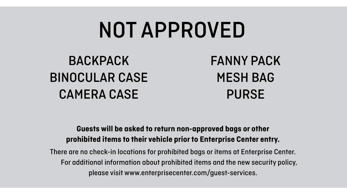 Clear bag policy set by St. Louis Blues, Enterprise Center | Belleville